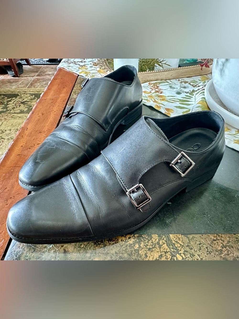 Coach Alexander Men's Double Monk Strap Leather Dress Shoes - Black size 13/46
